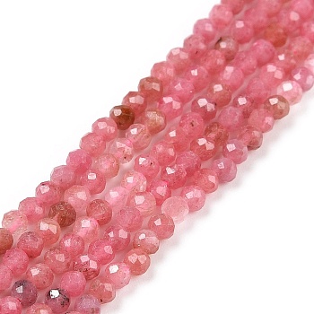 Natural Rhodonite Beads Strands, Faceted, Round, 2mm, Hole: 0.3mm, about 189pcs/strand, 15.55 inch(39.5cm)
