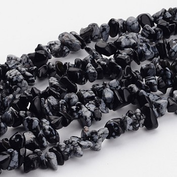 Natural Snowflake Obsidian Beads Strands, Chip, 5~8mm, Hole: 0.3mm, 32 inch