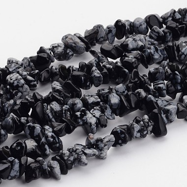 5mm Black Chip Snowflake Obsidian Beads