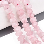 Natural Rose Quartz Beads Strands, Nuggets, Faceted, 9.5~11x6~7mm, Hole: 1.2mm, about 26~32pcs/strand, 7.48 inch(19cm)(G-R462-23)