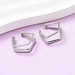 304 Stainless Steel Triple Pentagon Cuff Earrings, Stainless Steel Color, 17.5x17.5x14mm(EJEW-K268-88P)