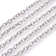 304 Stainless Steel Cable Chains, Unwelded, Oval, Stainless Steel Color, 6x4.5x1.2mm(CHS-L017-09B)