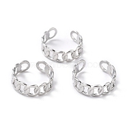 304 Stainless Steel Finger Rings, Cuff Rings, Long-Lasting Plated, Curb Chain Shape, Stainless Steel Color, US Size 7 1/4(17.5mm), 6.5~7mm(RJEW-L102-21P)
