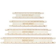 Wood Braided Cord Measure Rulers, Measure Tool, Rectangle, Beige, 20~35x3.8x0.2cm, 4pcs/set(TOOL-WH0155-74D)