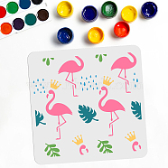 PET Hollow Out Drawing Painting Stencils, for DIY Scrapbook, Photo Album, Flamingo Pattern, 300x300mm(DIY-WH0402-041)
