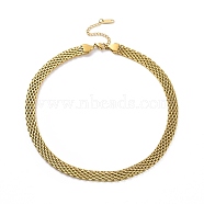 304 Stainless Steel Mesh Chain Necklace for Men Women, Golden, 14.76 inch(37.5cm)(NJEW-P271-02G)
