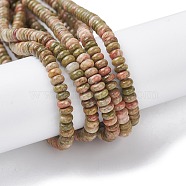 Natural Unakite Beads Strands, Rondelle, 4.5x2.5mm, Hole: 0.8mm, about 158pcs/strand, 15.55 inch(39.5cm)(G-H292-A16-02)