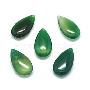 Natural Agate Pendants, teardrop, 34x18x7.5mm, Hole: 1.6mm(G-E515-10A)