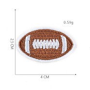 Sports Theme Computerized Embroidery Cloth Iron on/Sew on Patches, Costume Accessories, Appliques, Rugby, Sienna, 2.5x4cmm(DIY-F030-12B)