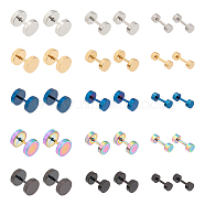 30Pcs 15 Style 304 Stainless Steel Ear False Plugs, Gauges Earrings for Women Men, Mixed Color, 10~10.5x4~8mm, Pin: 1mm, 2pcs/style(EJEW-AN0003-43)