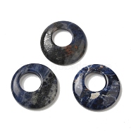 Natural Sodalite Pendants, Donut/Pi Disc Charms, 27.5~28x4.5~5.5mm(G-T122-76L)