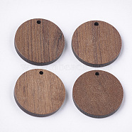 Walnut Wood Pendants, Flat Round, Camel, 24.5~25x3.5mm, Hole: 2mm(WOOD-S054-01A-01)