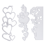 Gorgecraft 3pcs 3 styles Carbon Steel Cutting Dies DIY Templates, for Decorative Embossing DIY Paper Card, Matte Platinum Color, Heart & Flower, Mixed Patterns, 118~129x45~55x0.8mm, 1pc/style(DIY-GF0006-31)