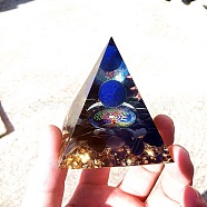 Orgonite Pyramid Resin Display Decorations, with Natural Amethyst Chips Tree of Life Inside, for Home Office Desk, Colorful, 60x60mm(PW23042512186)