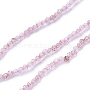 Natural Strawberry Quartz Beads Strands, Faceted, Round, Flamingo, 2~2.5mm, Hole: 0.5mm, about 180~200pcs/strand, 14.5~16.1 inch(37~41cm)(G-F619-16A-2mm)