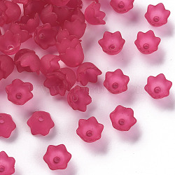 Transparent Acrylic Beads Caps, Tulip Flower, Lily of the Valley, Frosted, Deep Pink, 10x6mm, Hole: 1.5mm, about 2100pcs/500g(PL543-12)