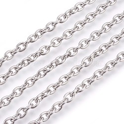 Tarnish Resistant 304 Stainless Steel Cable Chains, Unwelded, Oval, Stainless Steel Color, 6x4.5x1.2mm(CHS-L017-09B)