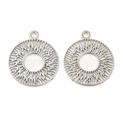 Long-Lasting Plated Brass Filigree Charms, Flat Round Charm, Platinum, 14x12x0.3mm, Hole: 1mm(KK-K336-15P)