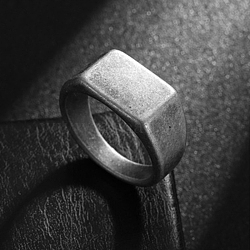 304 Stainless Steel Finger Rings, Signet Rings for Men, Antique Silver, 10mm, US Size 11 1/4(20.7mm)(WGDF4AB-18)