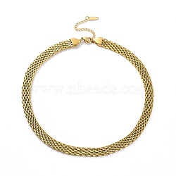 304 Stainless Steel Mesh Chain Necklace for Men Women, Golden, 14.76 inch(37.5cm)(NJEW-P271-02G)