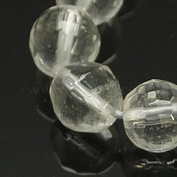 Natural Quartz Crystal Beads Strands, Faceted, Round, Clear, 8mm, Hole: 1mm(X-G-C174-8mm-2)