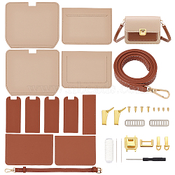 DIY PU Imitation Leather Crossbody Bag Making Kits, including PU Leather Fabrics, Zinc Alloy Clasp, Bag Handle, Cord, Needle, Screwdriver, Navajo White, Finished Product: 7x19x15cm(DIY-WH0308-256A)