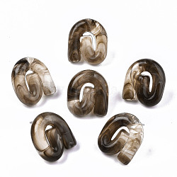 Transparent Resin Stud Earrings, Imitation Gemstone Style, with Stainless Steel Pins, Vortex, Coconut Brown, 19.5x17mm, Pin: 0.7mm(EJEW-T012-01-B01)