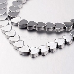 Electroplate Non-magnetic Synthetic Hematite Bead Strands, Heart, Silver Plated, 6x6x2mm, Hole: 1mm, about 71pcs/strand, 15.7 inch(X-G-F300-23C-01)
