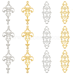 16Pcs 4 Styles 201 Stainless Steel Links, Flower, Golden & Stainless Steel Color, 27~29x12~15x0.7~0.8mm, Hole: 1mm, 4pcs/style(STAS-YW0003-51)