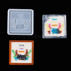 DIY Animal Coaster Silicone Molds, Resin Casting Molds, for UV Resin & Epoxy Resin Craft Making, Square, Pig Pattern, 110x110x6.5mm, Inner Diameter: 100x100mm(DIY-G070-03C)