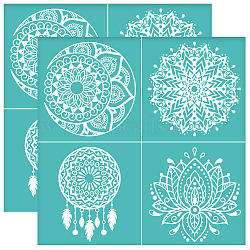 Self-Adhesive Silk Screen Printing Stencil, for Painting on Wood, DIY Decoration T-Shirt Fabric, Turquoise, Flower, 220x220mm(DIY-WH0527-005)