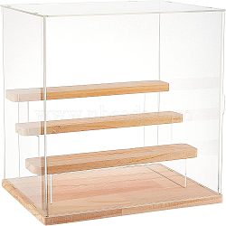 Assemble Acrylic Display Boxed, with and Wood, for Model Toy Display, Clear, 31.6x23.9x1.15cm, 11pcs/set(ODIS-WH0029-09)