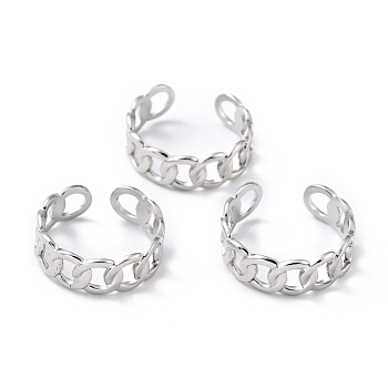 304 Stainless Steel Finger Rings, Cuff Rings, Long-Lasting Plated, Curb Chain Shape, Stainless Steel Color, US Size 7 1/4(17.5mm), 6.5~7mm