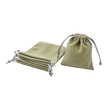 Rectangle Velvet Packing Pouches, Drawstring Bags, for Gift Wrapping, Light Grey, 10x8cm