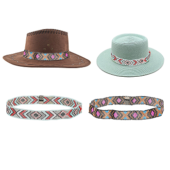 2pcs 2 style Jute Braided & Plastic Hat Belt Sets, Hat Band, for Costume, Cowboy Hat, Fedora Hat Decoration, Mixed Color, 580~596x26~39x2~14.5mm, 1pc/style