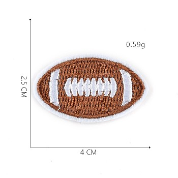 Sports Theme Computerized Embroidery Cloth Iron on/Sew on Patches, Costume Accessories, Appliques, Rugby, Sienna, 2.5x4cmm