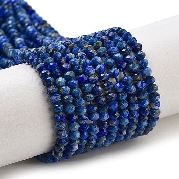 Natural Lapis Lazuli Dyed Beads Strands, Faceted, Rondelle, 3.5x3mm, Hole: 0.8mm, about 165pcs/strand, 14.53''(36.9cm)