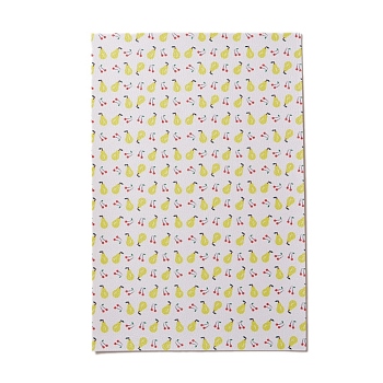 PU Leather Fabric, Garment Accessories, for DIY Crafts, Pear & Cherry Pattern, White, 30x20x0.1cm