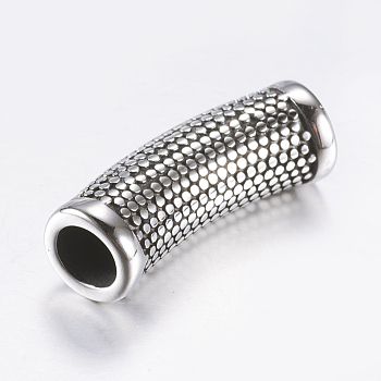 316 Surgical Stainless Steel Magnetic Clasps with Glue-in Ends, Tube, Antique Silver, 28x10mm, Hole: 6mm