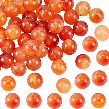 1 Strand Natural Red Agate Beads Strands, Round, Grade A, 8mm, Hole: 1mm, about 45pcs/strand, 16 inch