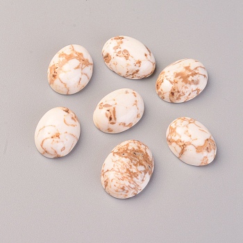 Natural Magnesite Cabochons, Dyed, Oval, Beige, 16x12x6mm