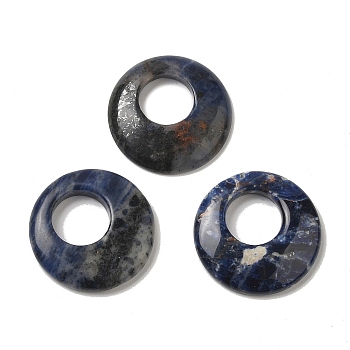 Natural Sodalite Pendants, Donut/Pi Disc Charms, 27.5~28x4.5~5.5mm