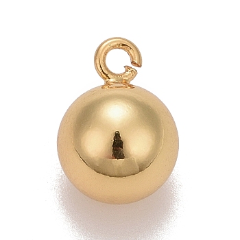 Brass Ball Charms, Round, Cadmium Free & Nickel Free & Lead Free, Long-Lasting Plated, Real 18K Gold Plated, 10.5x7.5mm, Hole: 1mm