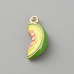 Alloy Enamel Pendants, Fruits Charm, Light Gold, Cantaloupe, 18.5x7.5x5mm, Hole: 1.6mm(ENAM-CJC0021-22KCG-02)