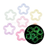 Luminous Transparent Acrylic Beads, Flower, Glow in the Dark, with Glitter Powder, Mixed Color, 38x39x5mm, Hole: 2mm(OACR-Q204-28)
