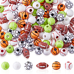 120Pcs 6 Styles Craft Style Acrylic Beads, Sports Beads, Mixed Color, 11~12x9~16.5mm, Hole: 3~4mm, 20pcs/style(MACR-DC0001-19)