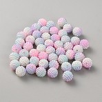 200Pcs Two Tone Resin Beads, Berry Beads, Round, Colorful, 9.5x10mm, Hole: 1.6mm(RESI-WH0090-06A)