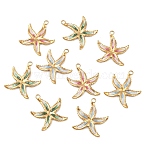 304 Stainless Steel Enamel Pendants Ion Plating(IP), Flower, Cadmium Free & Nickel Free & Lead Free, Real 18K Gold Plated, Mixed Color, 26x23.5x2mm, Hole: 2.5mm(STAS-P424-09G)