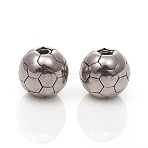 304 Stainless Steel Beads, Football, Antique Silver, 9x8.5mm, Hole: 1.8mm(STAS-I134-12B-AS)