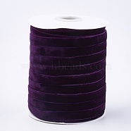 Single Face Velvet Ribbon, Purple, 3/8 inch(9.5~10mm), about 50yards/roll(45.72m/roll)(SRIB-T004-01-04)